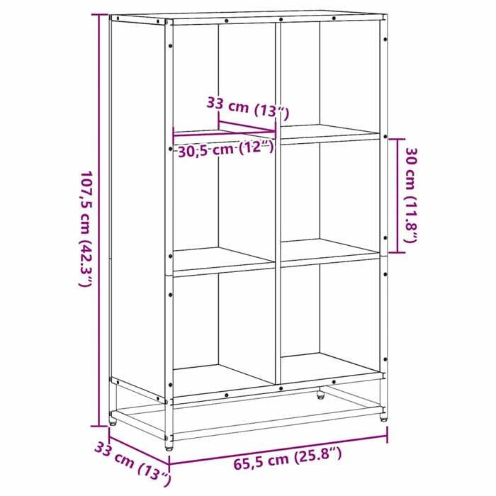VidaXL Bibliothèque chêne sonoma 65,5x33x107,5 cm bois d'ingénierie, bibliothèque, séparateur de pièce, séparateur, armoire 849160
