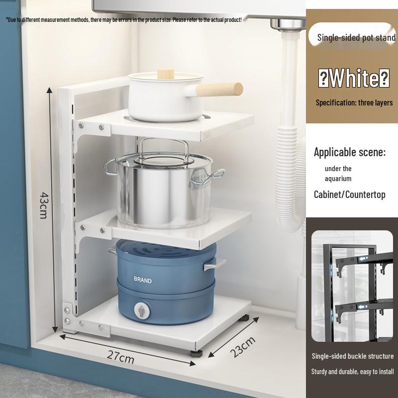 Multi-layer Kitchen Storage Rack: Under-Sink, Pot, and Cookware Shelf