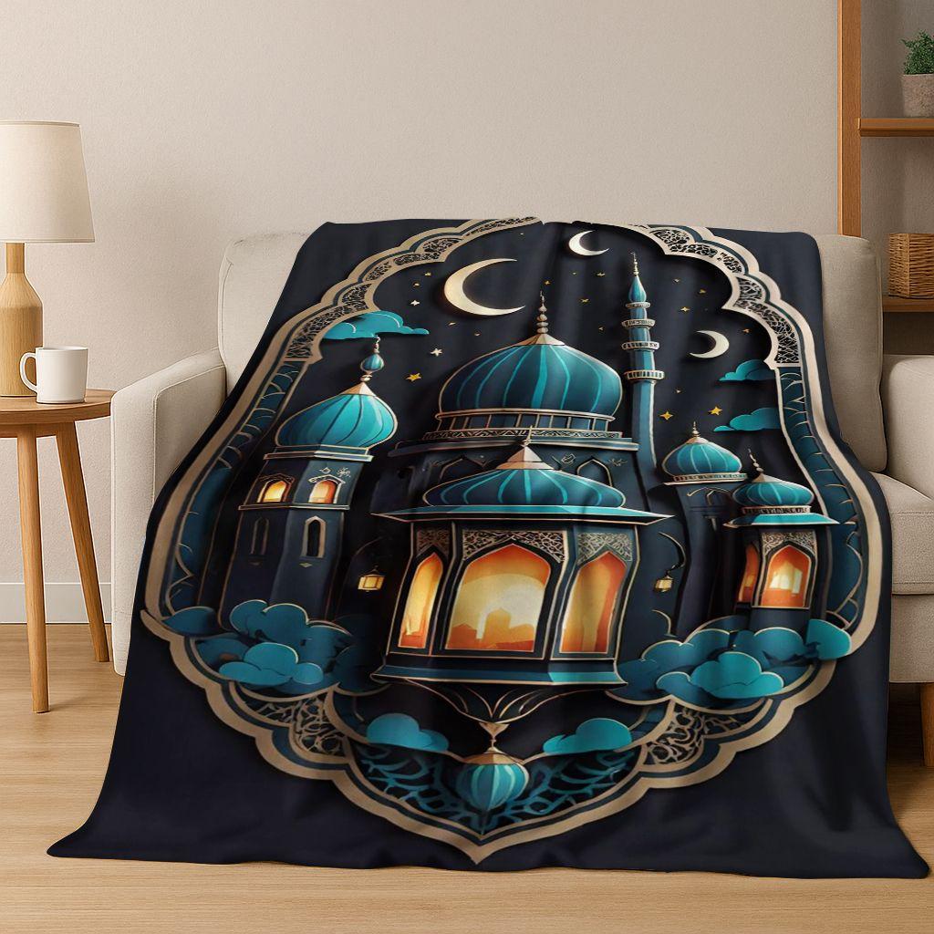 3D Islam Faith Prayer Muslim Calligraphy Flannel Blanket,Cozy Soft Throw Blanket for Home Bedroom Bed Sofa Picnic Cover Gift Kid