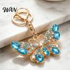 Wear-resistant Keyring Keychain Pendant Sparkling Rhinestones Butterfly Design Key Chain Colorful with Lobster Clasp Backpacks Car Bags Decorative