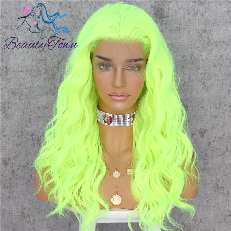 BeautyTown Neon Yellow Long Wig, Daily Makeup Party Wig 22 Inch