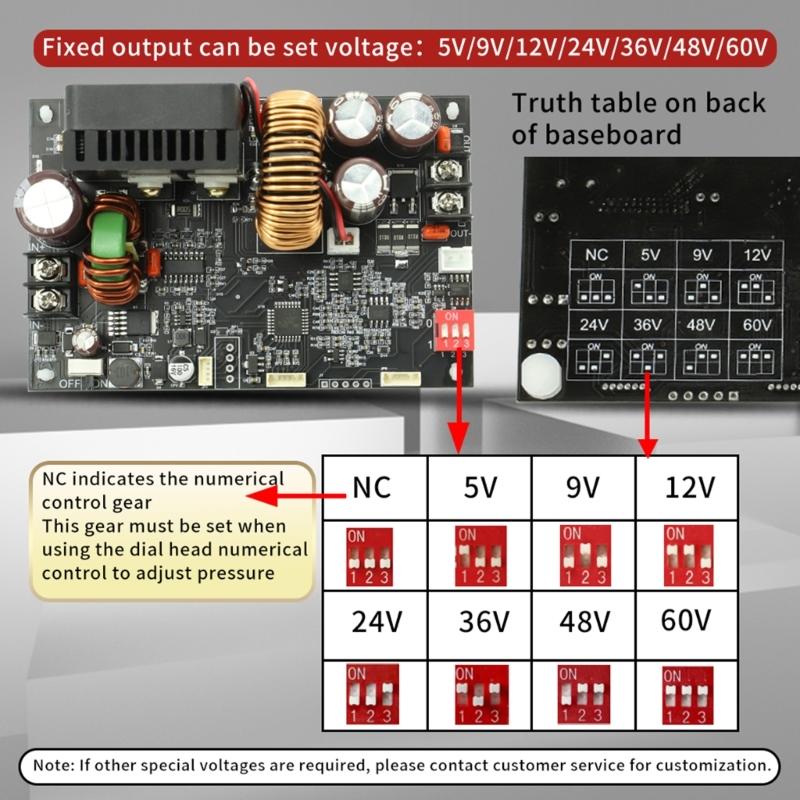 DC Buck Module,Adjustable Buck Converter Step Down Voltage-Regulator 6-70V to 0-60V 20A LCD Power Supply