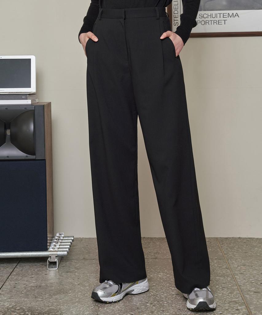 Siyajyu Sipt7022 One Tuck Side Banding Slacks_Black