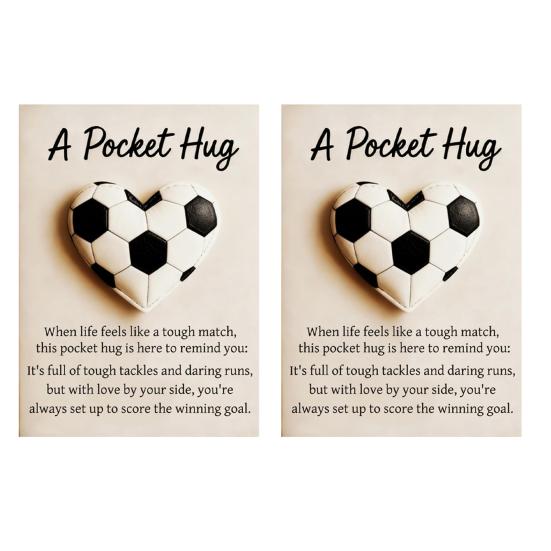 

Футбол Карманные обнимашки Футбольное украшение в форме сердца с вдохновляющей карточкой Эмоциональная поддержка Мини карманные обнимашки Подарки для любителей спорта 2pcs