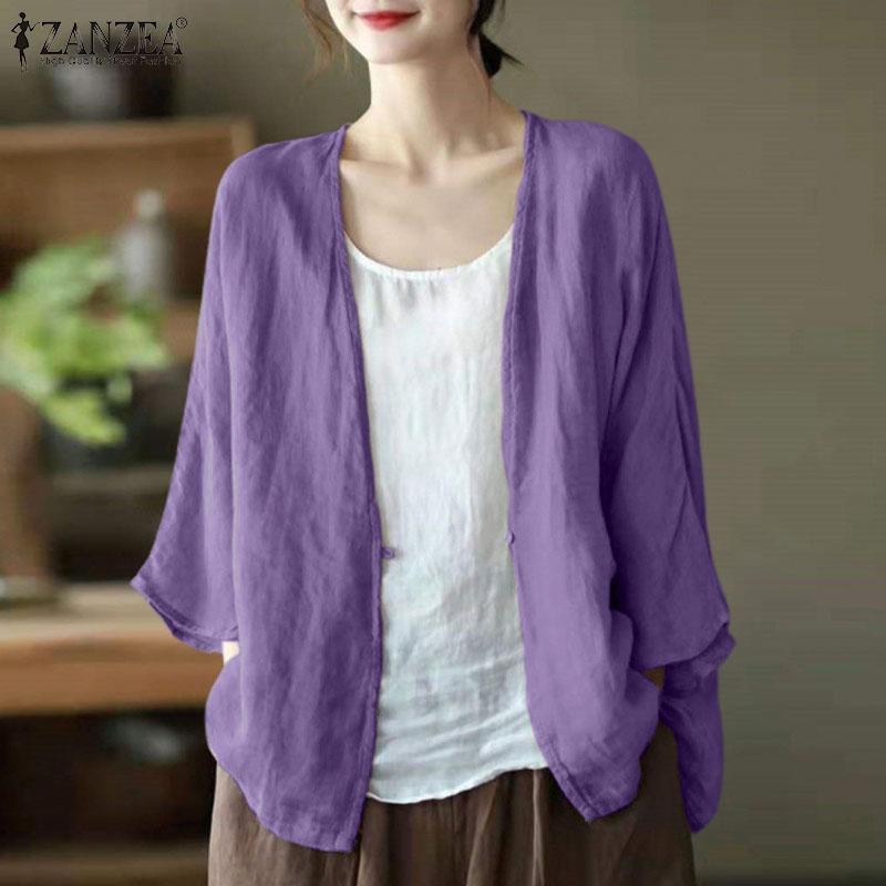 

ZANZEA Женский повседневный кардиган с v-образным вырезом и рукавами 3/4, топы