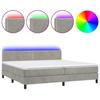 VidaXL Slat Bed Base with Mattress and LEDs, Upholstered Bed with Headboard, Double Bed, Adult Bedroom Bed, 3134363
