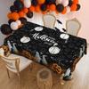Halloween Pumpkin Ghost Bat Theme Tablecloth, Round Party Decoration Fabric, Happy Halloween