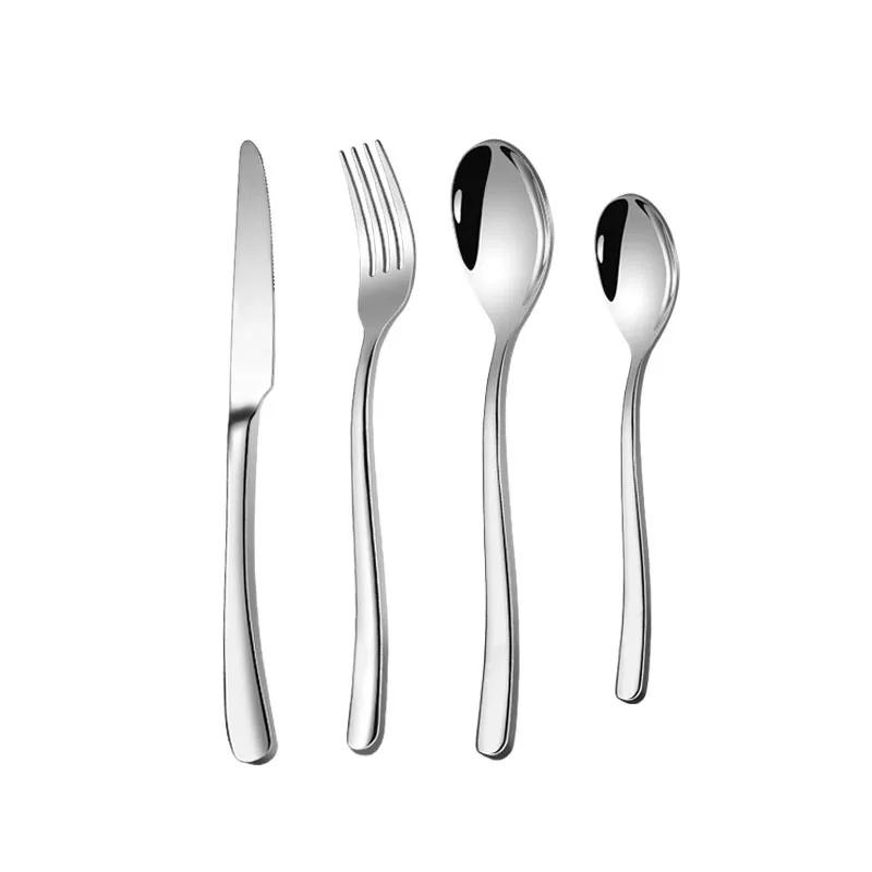 Stainless Steel Silver Western Cutlery Set - Knife, Fork, and Spoon - Thickened Kitchen Utensils