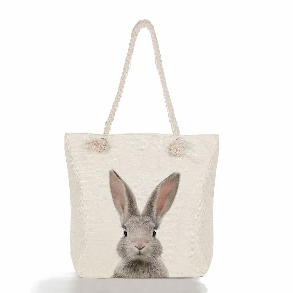Cute Animals Print Thick Rope Single-shoulder Beach Bag 7210