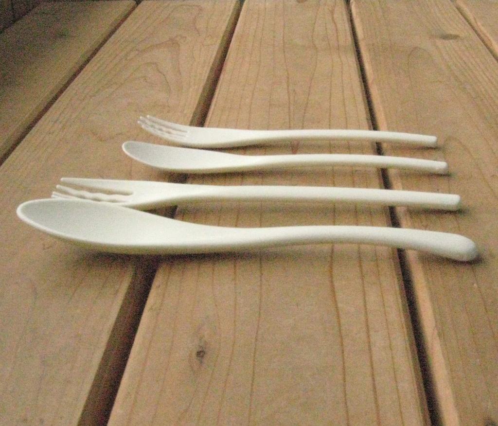 Nagao Plastic Dinner Cutlery 4 Dishwasher Made In Japan Heat-Resistant Set, Pieces, White, Safe,
