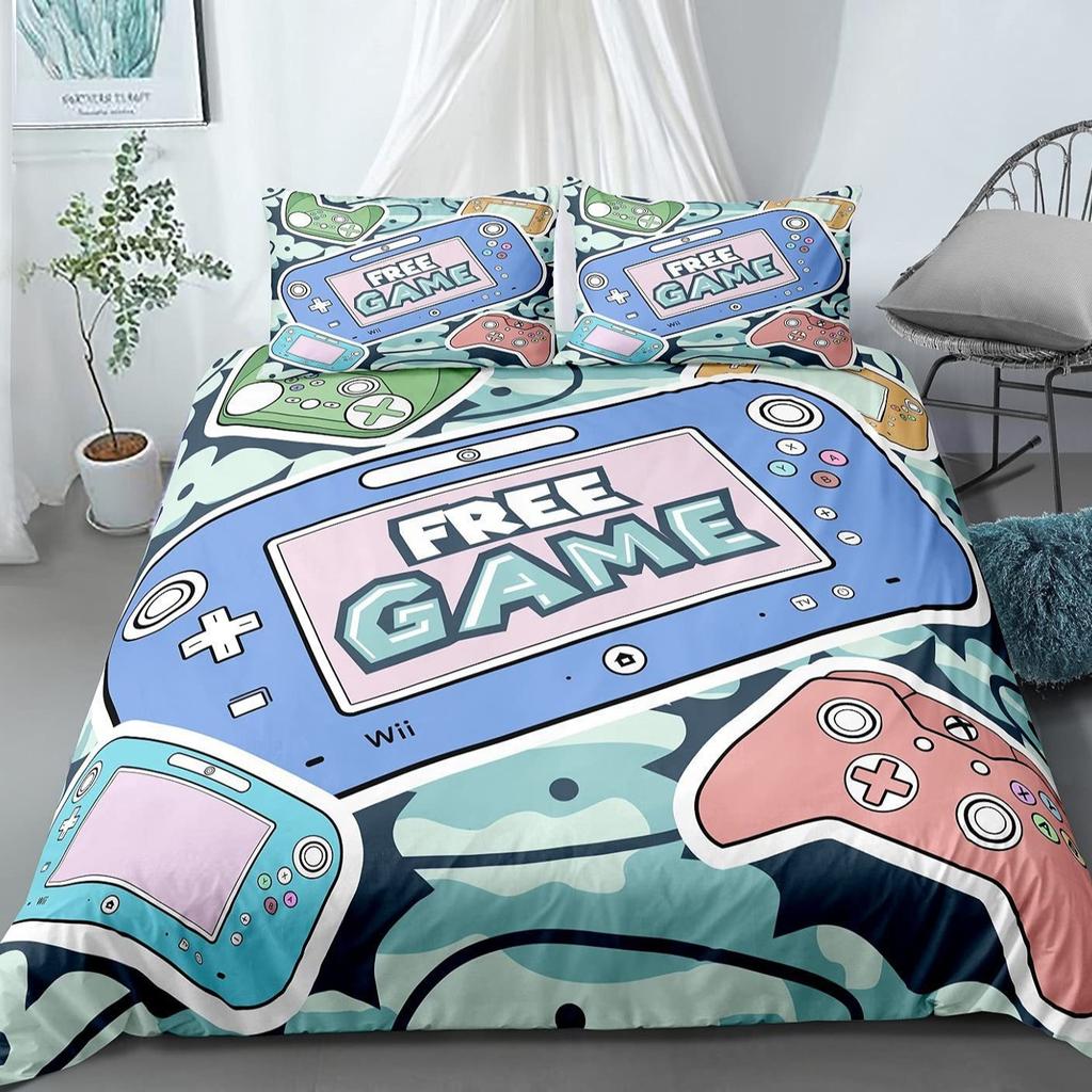 Gamepad Pattern Three-Piece Set Suitable For Boys And Girls Bedroom Decoration Duvet Set
