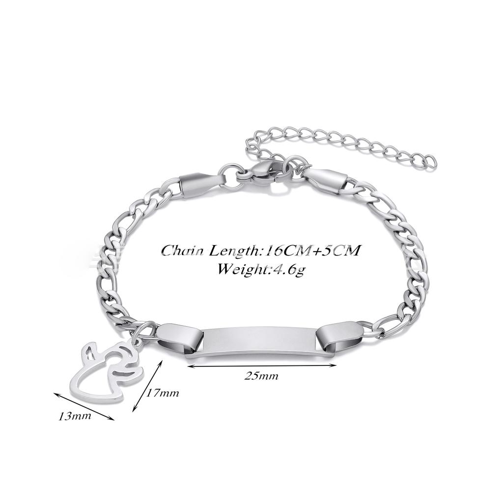 Custom Name Couple Bangle For Women Laser Engraved Letter Words Stainless Steel Figar Link Chain Personalized Bangle