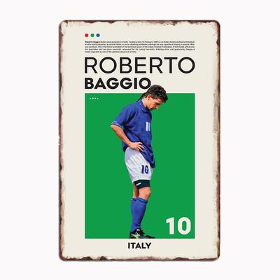 Roberto Baggio Fußballspieler Poster Fußballspieler Metallschild Vereinszimmerdekoration Kundenschild Blechschild Heim Wanddeko