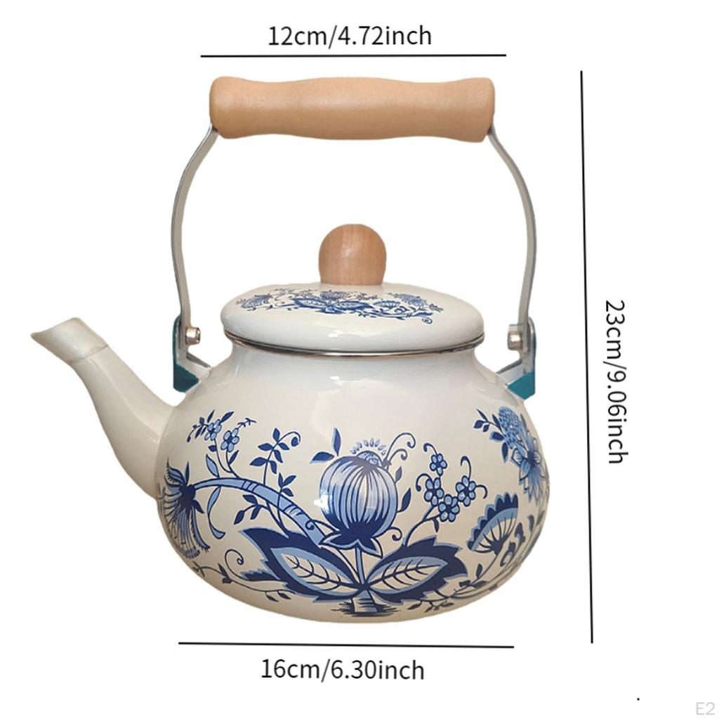Enamel Teapot Porcelain Enameled Teakettle 2.5L Sturdy Water Milk Warmer Kettle Coffee Pot for