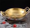 Stainless Steel Gold Golden Seafood Rice Pot Home Cooking Paella Pan Picnic Snack Plates Cookware Saucepan Dry Pots with Handle