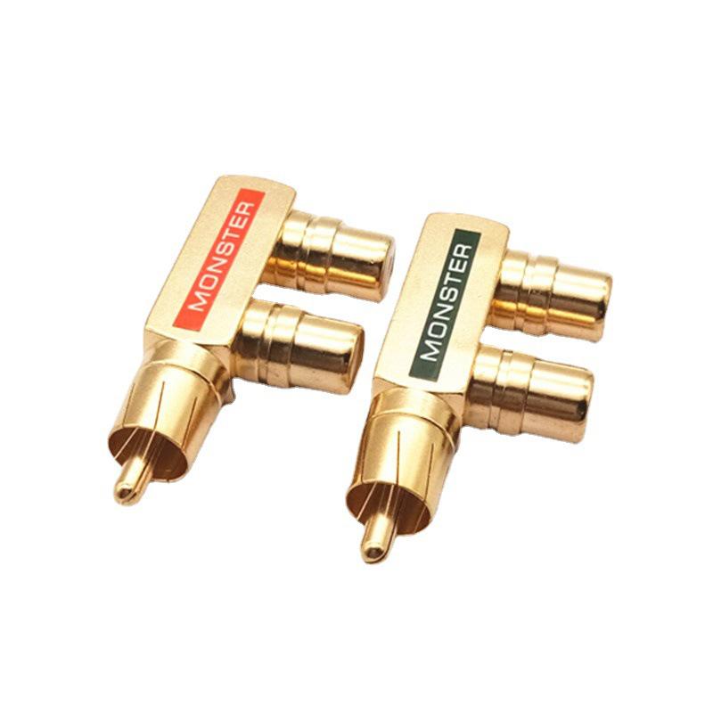 Pistol Style Adapter Diy Accessories Gold Plated Av Audio Splitter Plug Rca Adapter 1 Male To 2 Female F Connector