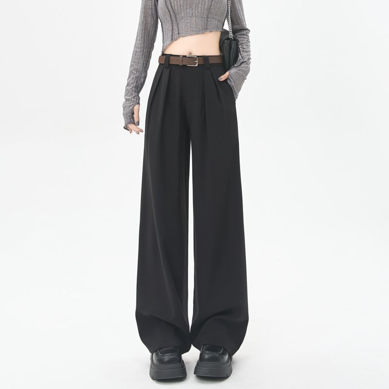 

Classy Gray Suit Pants for Women Spring & Fall 2025 New Arrival Small Straight-leg Loose Drooping Narrow Version Loose Pants Black regular L