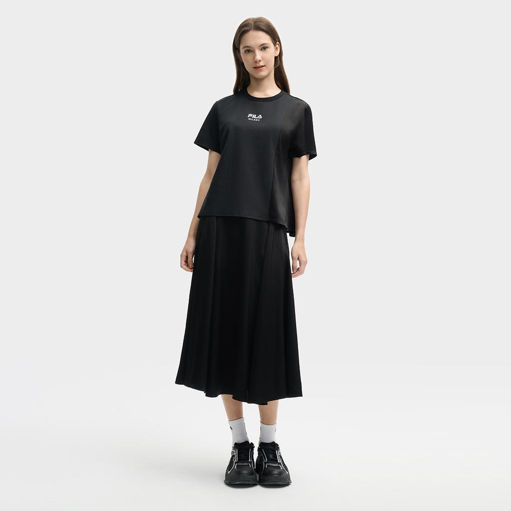 New FILA MILANO Collection Casual Long Skirt Women's Jet Black F11W525303F-BK