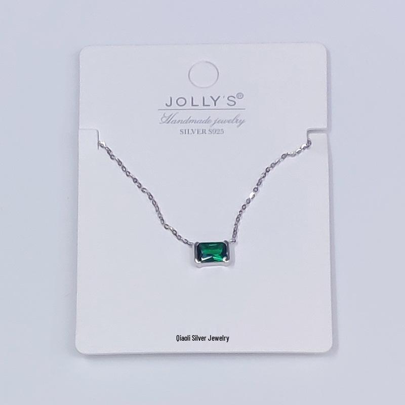 2023 High-End Fashion: Gold-Plated S925 Sterling Silver Green Zircon Choker Necklace for Women