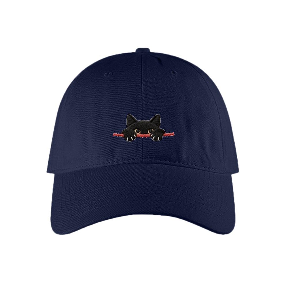 Casual Versatile Baseball Cap Embroidery Cat Pattern Korean Style Wide Brim Hat Adjustable Breathable Sun Protection Hat Unisex
