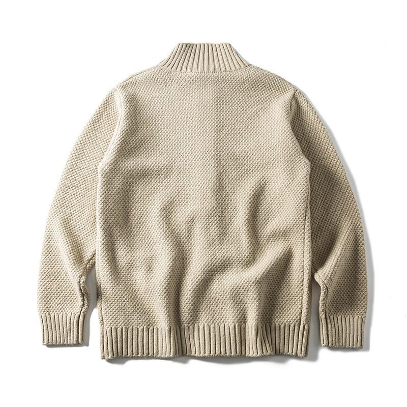 Unisex Oversized Ribbed Hem Knit Cardigan With Stand Collar Pineapple Casual Sweater Fall