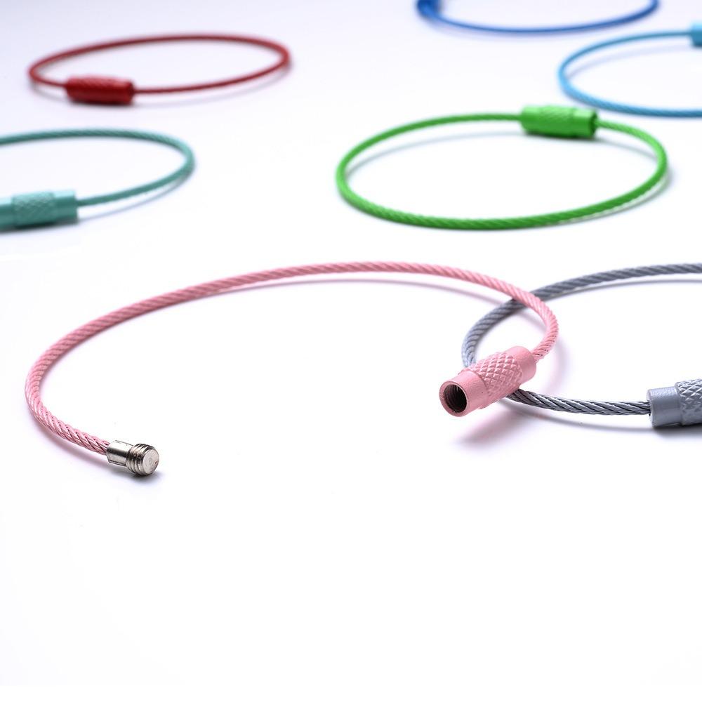 20PCS color paint wire rope 25 colors manufacturer wholesale key ring chain DIY tag cartoon key lanyard accessories