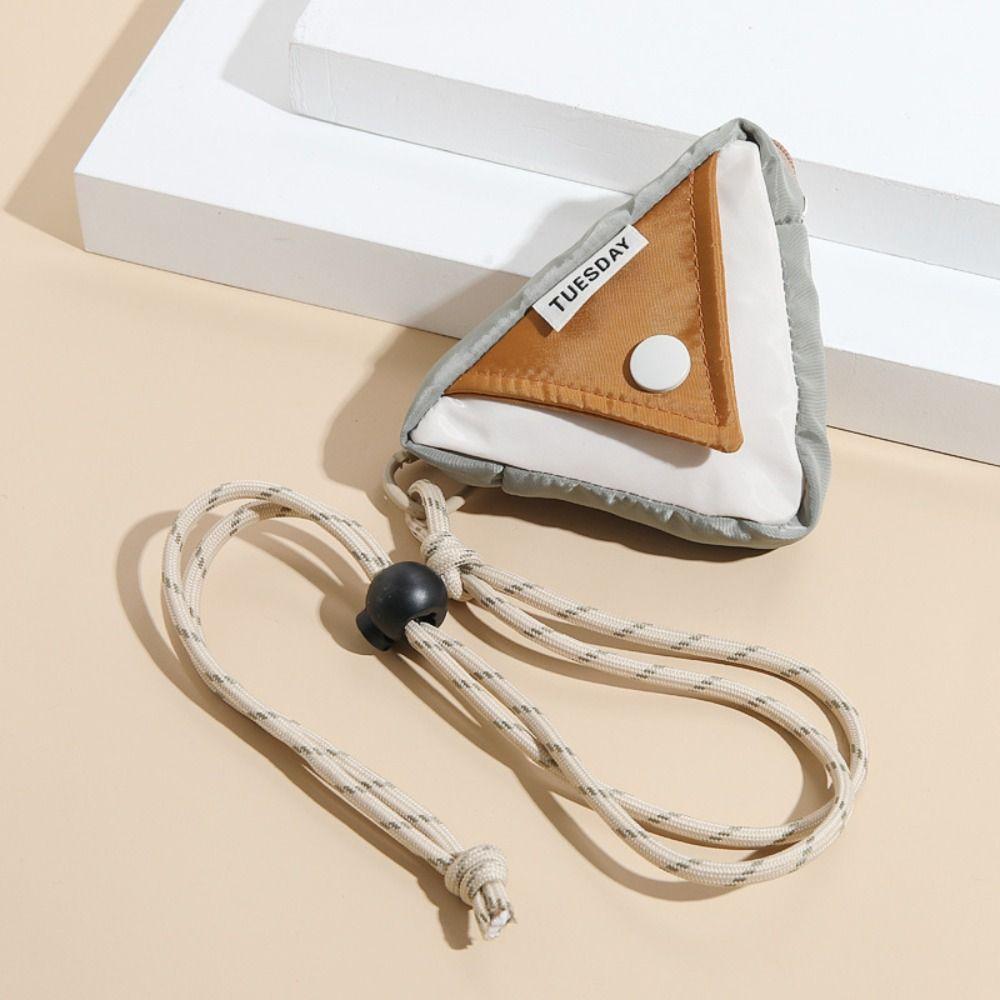 Dreieckige Münzbörse zum Aufhängen am Hals, Schlüsselaufbewahrungstasche, Lanyard, kontrastierende Farben, Brieftasche, Kopfhörertasche, Nylon, Tasche für kleine Gegenstände, Outdoor