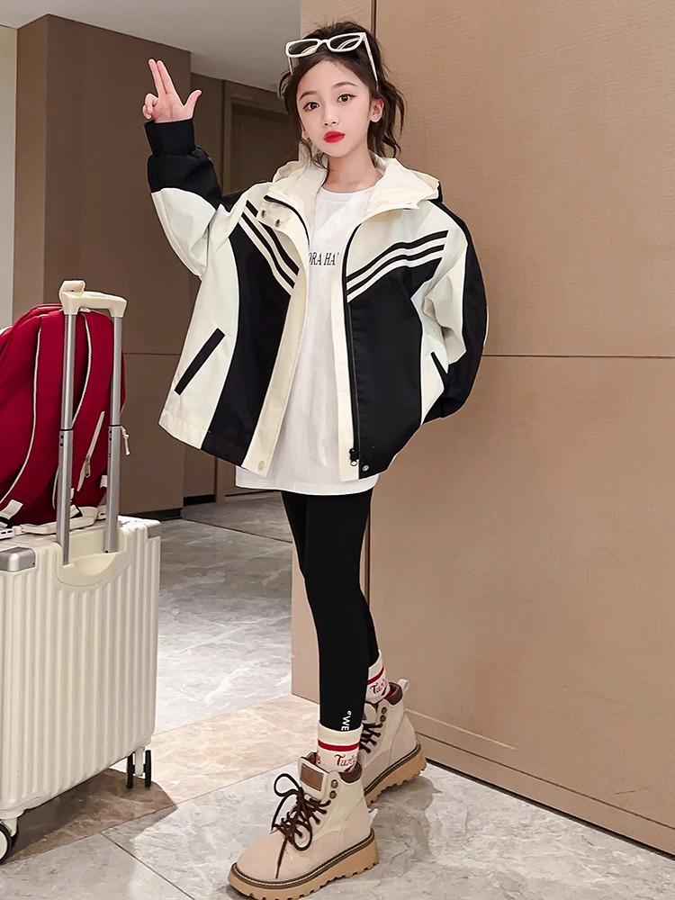 2025 Girls' Spring and Autumn Windbreaker - Fashionable Outerwear for Big Kids