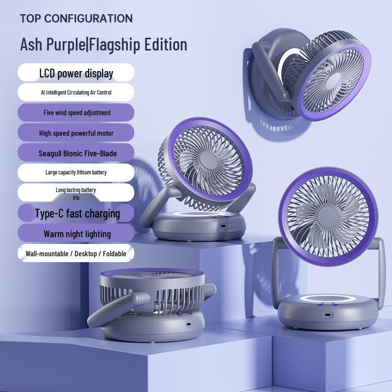 Jinzheng Portable Wall-Mounted Folding Fan with Long Battery Life and Oscillation for Desk and Wall Use Desk & Wall Dual-use