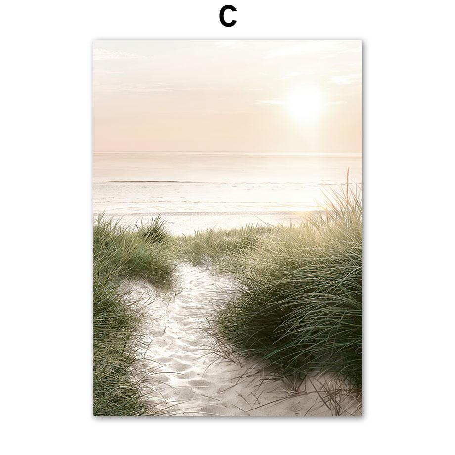 Mountain Flower Beach Sunrise Sunset Dawn Grass Nordic Poster Wall Art Print Canvas Painting Decoration Pictures For Living Room