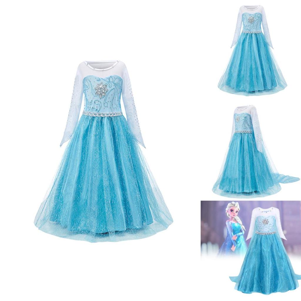 Elsa Princess Dress For Girls Halloween Costume Kids Fairy Tale Dress