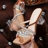 Fashion Luxury Women's Shoes CRYSTAL Transparent Strange High Heels Woman's Slippers Sandals Square Toe Mules Lady Slides Zapatos Mujer