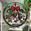 2D Flat Printing On Acrylic. 2D Flat Christmas Holly And Ivy Sun Catcher - 2D Flat Acrylic Window Hanging, Festive Red Bow Design, Suitable For Home