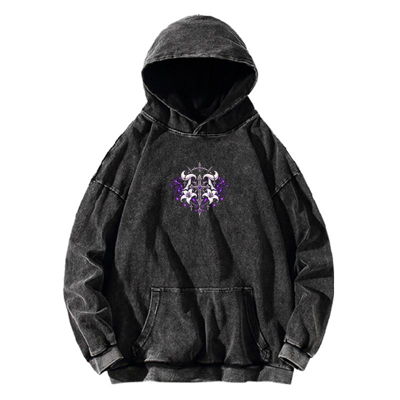 Albedo Anime Grafická Mikina s Kapucí Gotická Y2k Vintage Praná Oversized Streetwear Plná Pánská Dámská Harajuku Těžká Bavlna Mikina s Kapucí