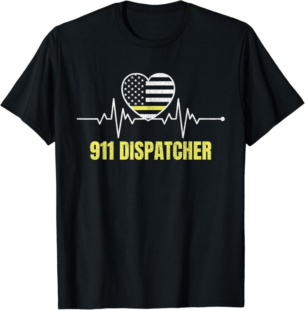 

911 Dispatcher Thin Yellow Line Dispatch US American Flag Gift Unisex T-Shirt S