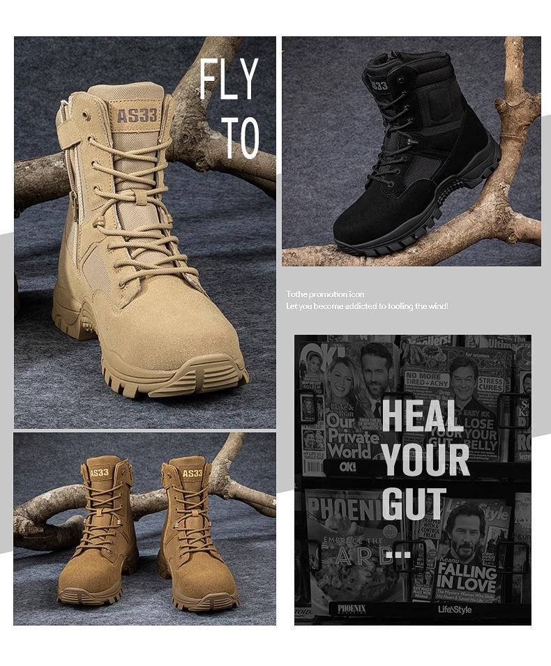 Men's Tactical Hiking & Desert Mountaineering Boots: Large Size Military Training Footwear