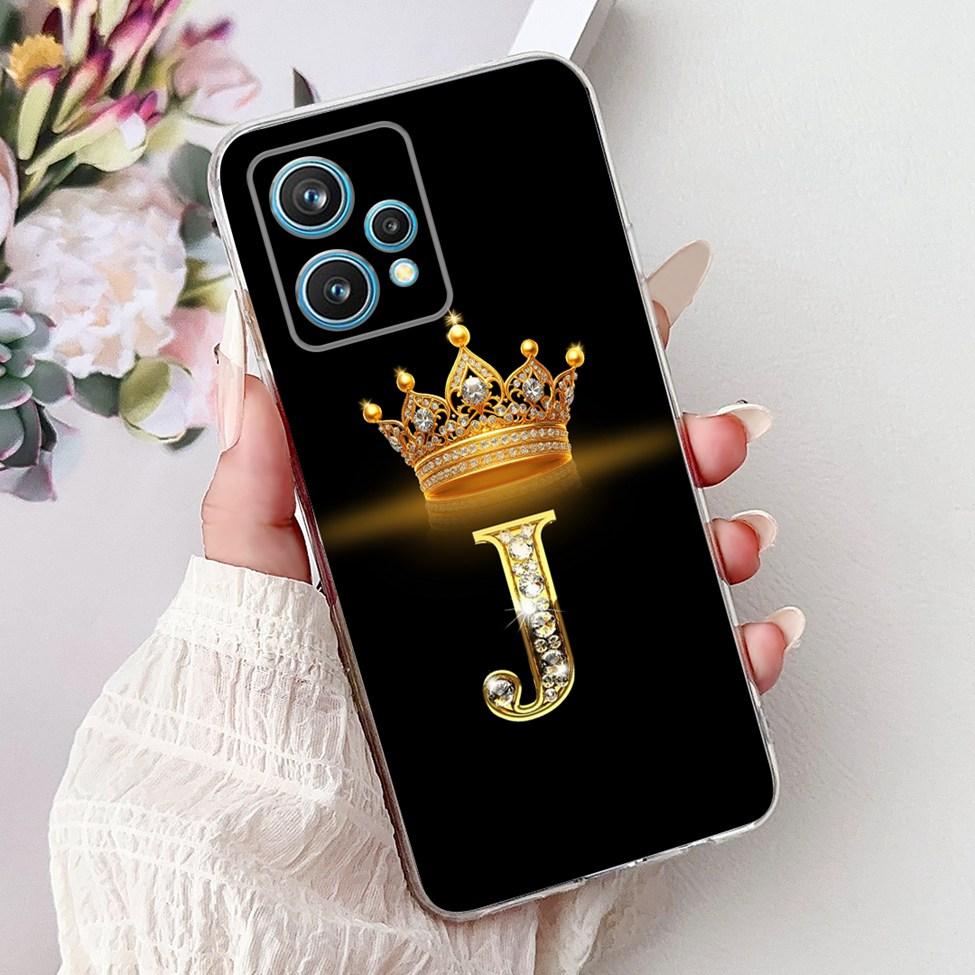 6.4" For Realme 9 Pro Plus Case RMX3392 Clear Fashion Luxury A-Z Letters Soft Bumper Cover For Realme 9 Pro+ Phone Case RMX3393