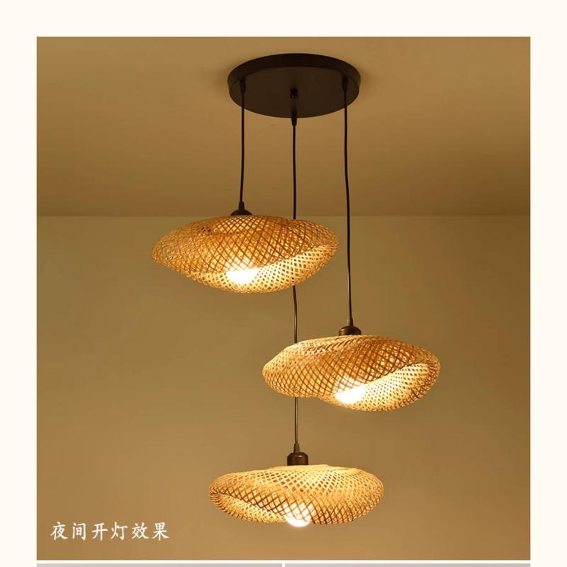 2025 Newest Bamboo Pendant Lamps Ceiling Lights Rattan Wicker Lustre Hand Knit Braiding Suspended Home Dining Braided Decor Hot