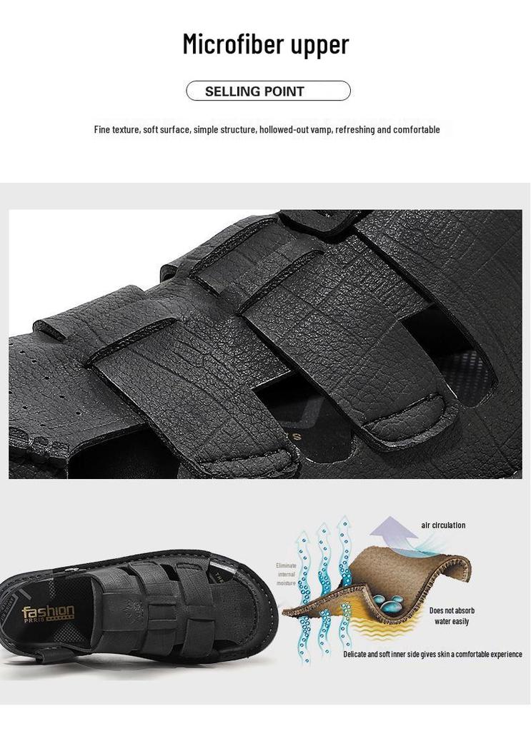 Men's Breathable Cross-Strap Closed-Toe Roman Beach Sandals