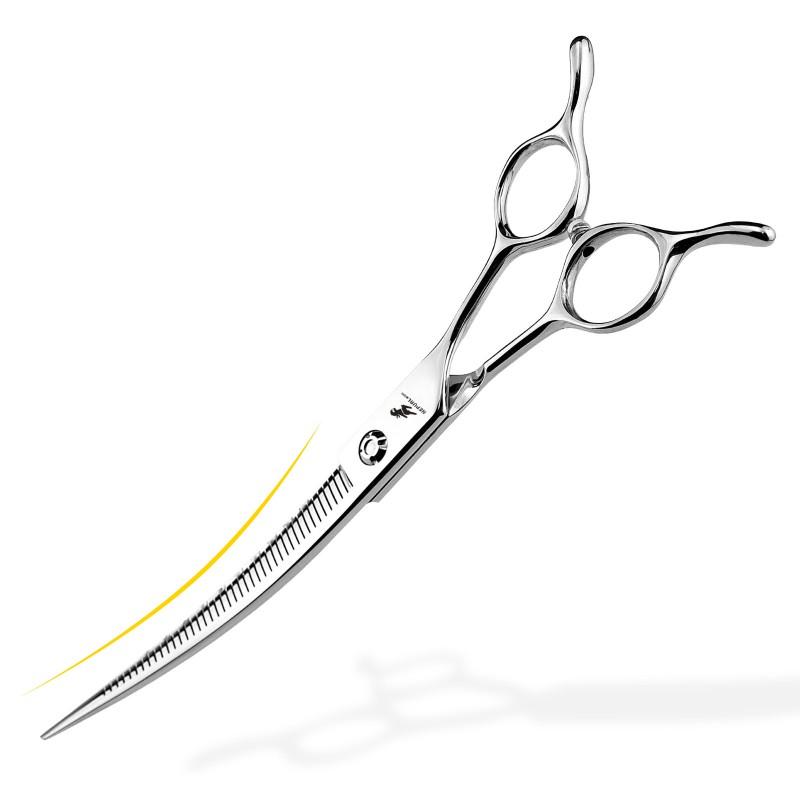 7.5 Inch Curved Pet Grooming Thinning Shears With Natural Teeth Professional Dog Cat Hair Trimming Layering