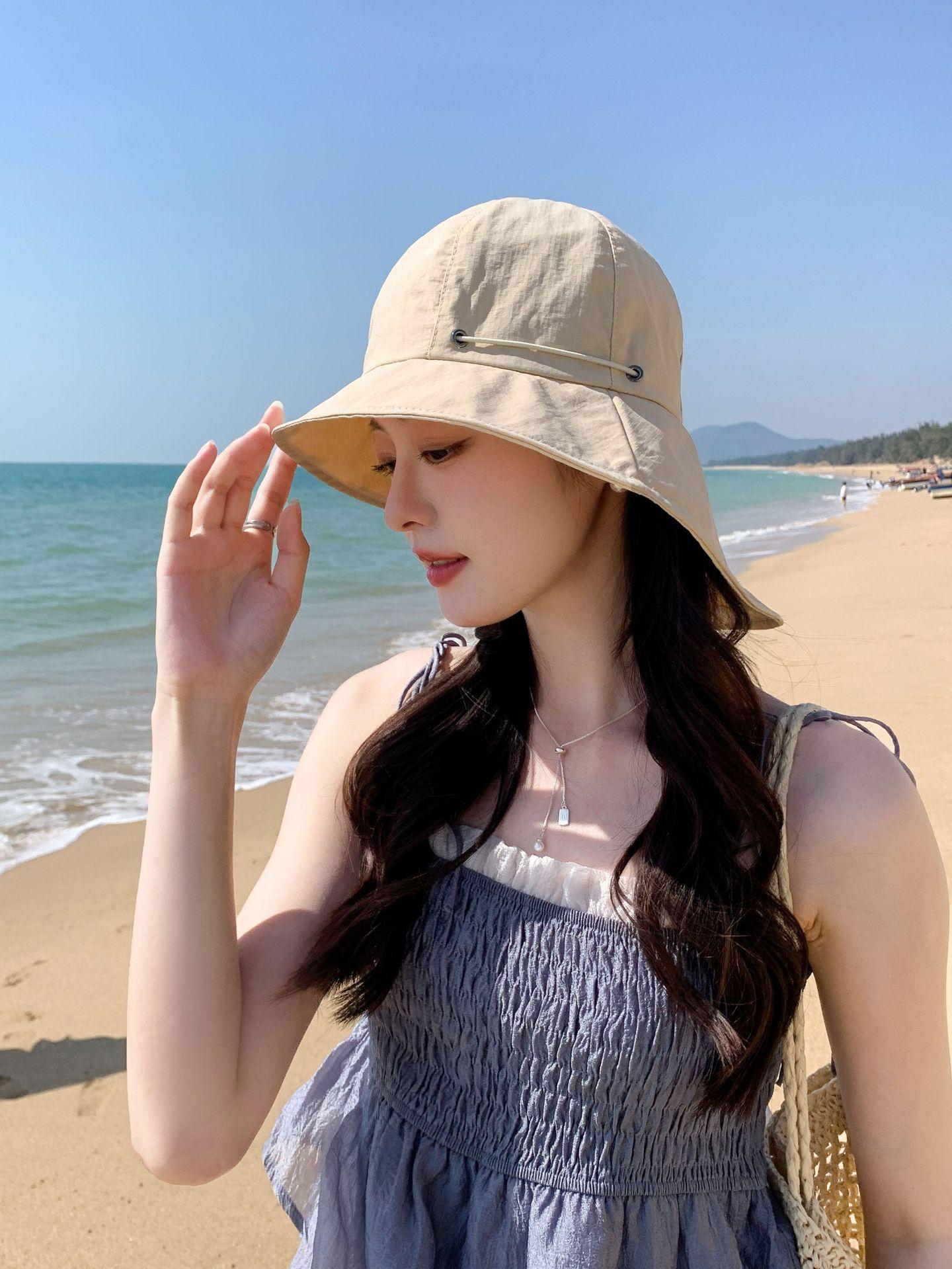 

Весна и лето новая панама защита от солнца летняя шляпа от солнца защита шеи защита от УФ-лучей регулируемая шляпа на шнурке бежевый