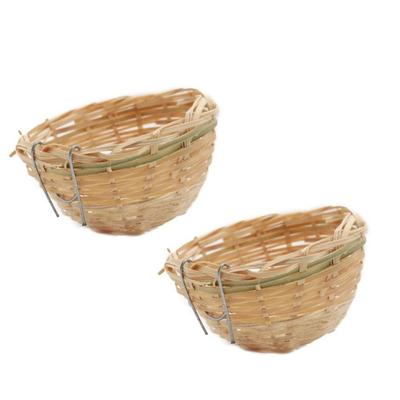 2Pcs Nature Craft Handmade Bird House Hanging Bamboo Parakeet House Garden Decor Small Parrot Cage Hummingbird