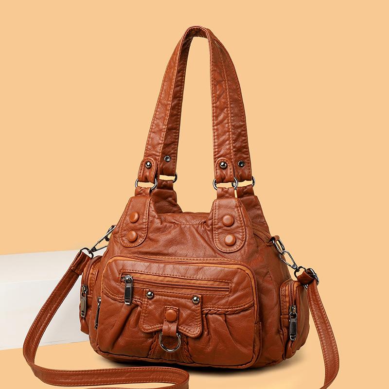 Large Purses and Handbags for Women Washed Synthetic Leather Hobo Satchel Shoulder Handbag Tote Purse With Crossbody Strap Top Handle Satchel Hobo Bag