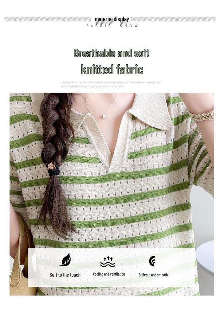 2026 Summer Striped Knit V-Neck Mid-Length Maternity Dress