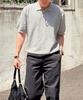 CUZNELLO Cool Cotton Collared Short Sleeve Knit_Gray