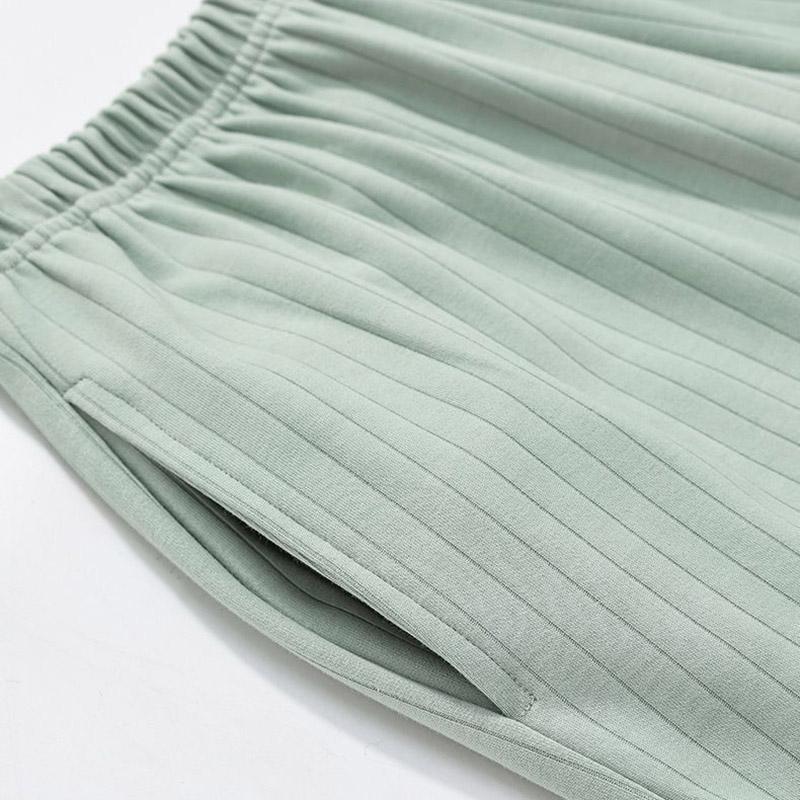 Women's Oversized Cotton 2PC Loungewear Set with V-Neck and Ribbed Texture