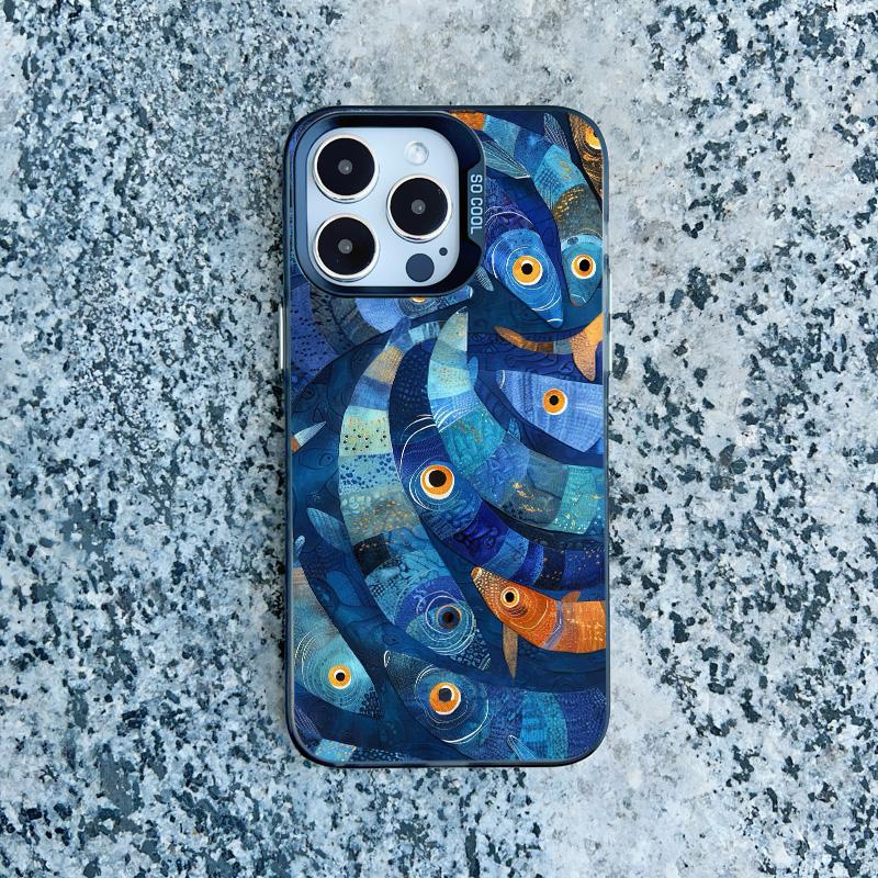 Cute Joyful Small Fish Group Phone Case For iPhone 16 Pro Max 15 14 Pro Max Plus 13 Mini 12 Pro Max 11  Advanced Laser Covers