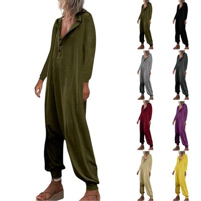 Damen Jumpsuit mit Kapuze, lässig, für den Herbst, langärmelig, Outfits, Strampler, Overall, Trainingsanzug, lässig, für zu Hause, Pyjama