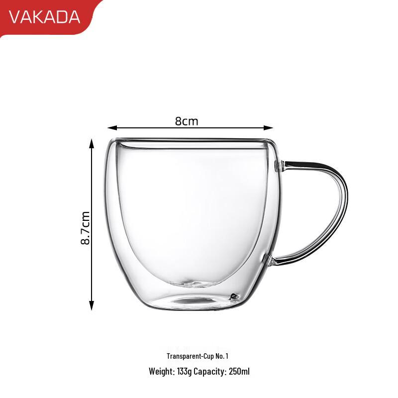 VAKADA Double-Wall Insulated Glass Mug