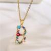 2021 Mixed Gemstone Inlaid Clavicle Necklace: 26-Letter Color-Preserving Electroplated Design for Women, Popular In Europe and America